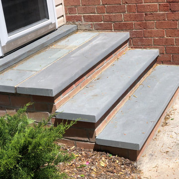 Solid One Piece 2 Inch Thermal Step Treads with Brick Veneer to Match House