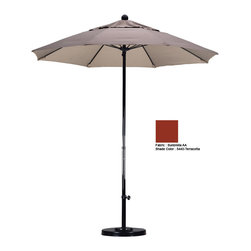California Umbrella - 7.5 Foot Complete Fiberglass Market Pulley Open Patio Umbrella - Outdoor Umbrellas