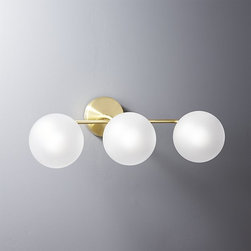 vega bath 3 bulb brass wall sconce | CB2 - Baby And Kids