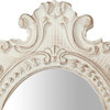 Antique Foliage Oval Wall Mirror, White, 32x38 cm