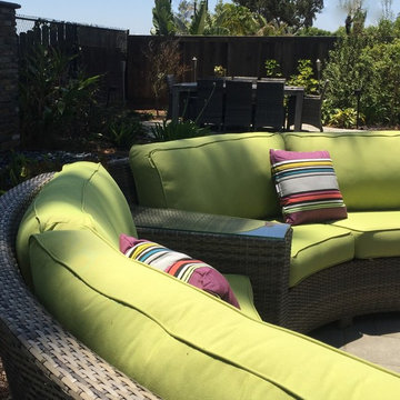 Lawn reduction with entertaining areas