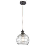 Innovations Lighting - Deco Swirl 1-Light Mini Pendant, Oil Rubbed Bronze, Clear - A truly dynamic fixture, the Ballston fits seamlessly amidst most decor styles. Its sleek design and vast offering of finishes and shade options makes the Ballston an easy choice for all homes.