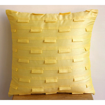 Yellow Textured Pintucks 16"x16" Silk Pillowcase, Yellow Ocean