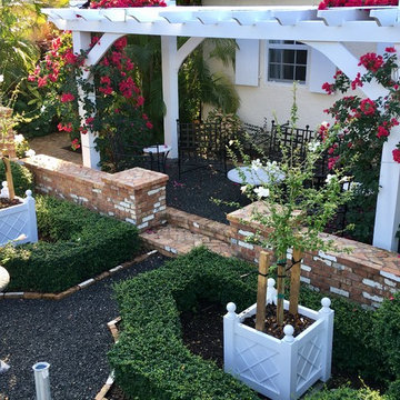 Pergola seating area in the courtyard