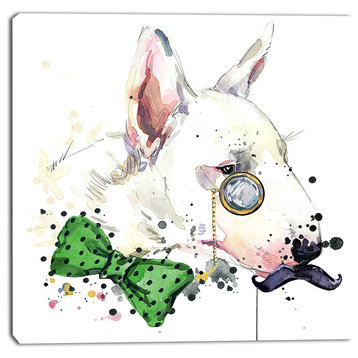 "Bull Terrier Dog" Animal Canvas Artwork, 30"x30"