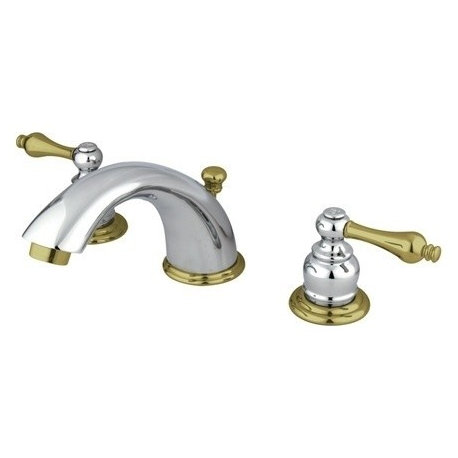 Kingston Brass Widespread Bathroom Faucet With Retail Pop-Up, Polished Chrome/Polished Brass