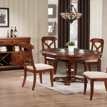 Sunset Trading 5 Piece Andrews Butterfly Leaf Dining Table Set in Chestnut