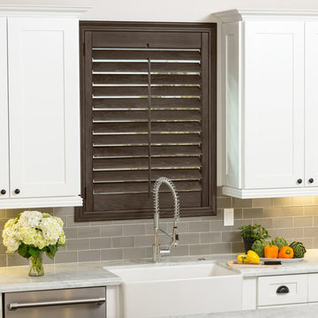 Transitional Brown Kitchen Custom Window Shutters by Hunter Douglas