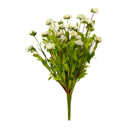 Shea's Wildflower - 16" Globe Parchment Amaranth Bush, White - Artificial Flower Arrangements
