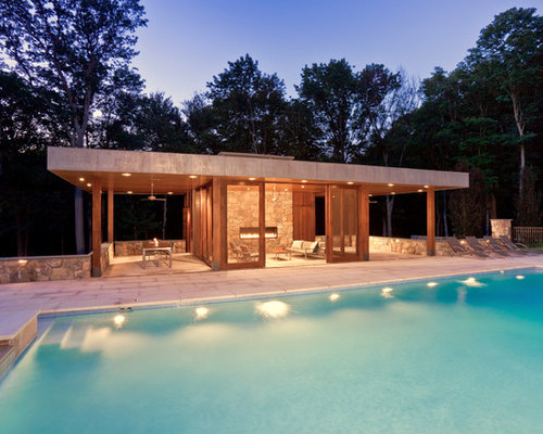 Moderne Outdoor-Gestaltung mit Poolhaus Ideen, Design & Bilder | Houzz