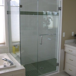 Framless Return Shower Doors with Knee Walls - Shower Doors