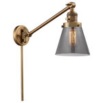Innovations Lighting - Small Cone 1-Light LED Swing Arm Light, Brushed Brass, Glass: Smoked - One of our largest and original collections, the Franklin Restoration is made up of a vast selection of heavy metal finishes and a large array of metal and glass shades that bring a touch of industrial into your home.