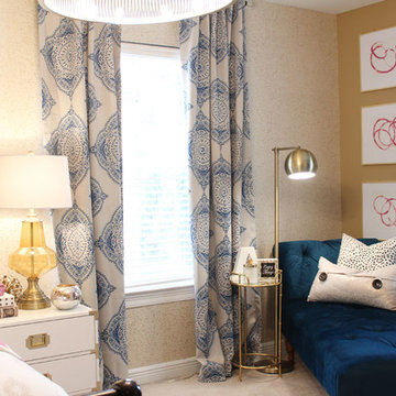 Pink and Blue Transitional Bedroom