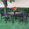 5 PC Miami Wickerlook Square Dining Set with Side Chairs - Brown
