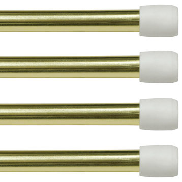 Kenney Fast Fit No Tools 7/16" Spring Tension Rod, 4-Pack, Brass, 28-48"