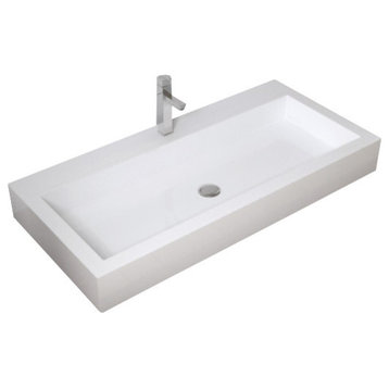 Badeloft Stone Resin Countertop Sink, Glossy White, Extra Large