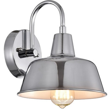 CHLOE Ironclad Industrial 1 Light Chrome Indoor Wall Sconce 9" Wide