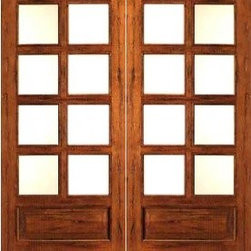 Rustic-8-lite-P/B French Solid Wood 1 Panel IG Glass Double Door - Patio Doors