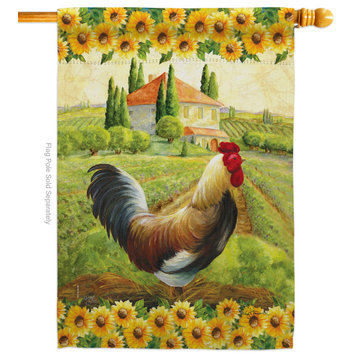 Country Rooster Nature Farm Animals House Flag