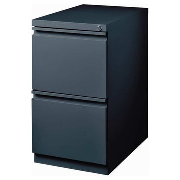 Pemberly Row 2-Drawer Modern Metal Mobile Pedestal File Cabinet in Charcoal
