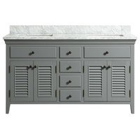 Callum Gray Bathroom Vanity With Marble Counter, 60"