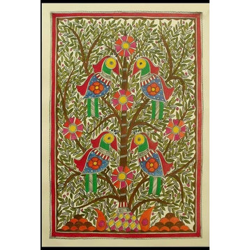 Novica Tree of Life Madhubani Painting