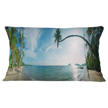 Tropical Beach Panorama Photography Throw Pillow, 12"x20"