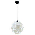 EQ Light - Hado Pendant Light, Black, Medium - The Hado Pendant Light makes a stunning accent piece in a dining room, entryway or kitchen. This elegant pendant light has silver steel construction and a spherical shade made from white spiral polypropylene pieces. Hang it in a contemporary style home for a cohesive look.