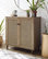 Woven Rattan Wicker 2 Door Accent Storage Cabinet, Nature