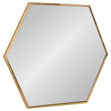 McNeer Hexagon Metal Wall Mirror, Gold 22x25