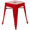 Set of 4, 18" High Backless Metal Dining Stools With Floor Glides, Red