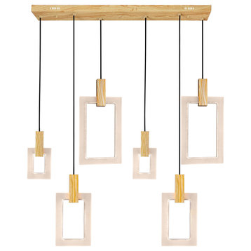 CWI LIGHTING 1214P48-6-236-A-RC LED IslandChandelier with White Oak