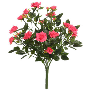 Vickerman 15" Mini Diamond Rosa Bush, Hot Pink