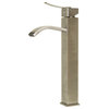 Tall Brushed Nickel Tall Square Body Curved Spout Single Lever Bathroom Faucet