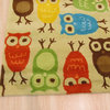 EORC Hand-tufted Wool Beige Kids Animal Kid's Owl Rug, Rectangular 7'9"x9'9"