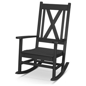 Polywood Braxton Porch Rocking Chair, Black