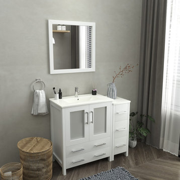 Vanity Art Single-Sink Vanity Set With Ceramic Top, 42", White
