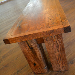 Reclaimed Oak Wood Dining Table with Matching Bench - Dining Tables