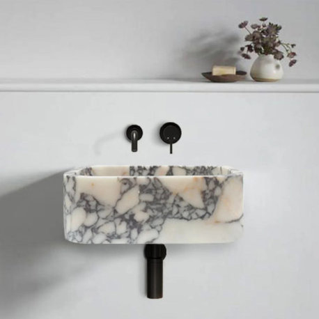 Calacatta Viola Real Marble Rectangular Sink (L)18" (W)12" (H)6"