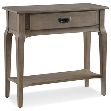Unique Console Table, Legs With Flared Curved Accent & Single Drawer, Smoke Gray
