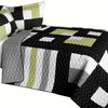 Rickshaw 3PC Vermicelli - Quilted Patchwork Quilt Set (Full/Queen Size)