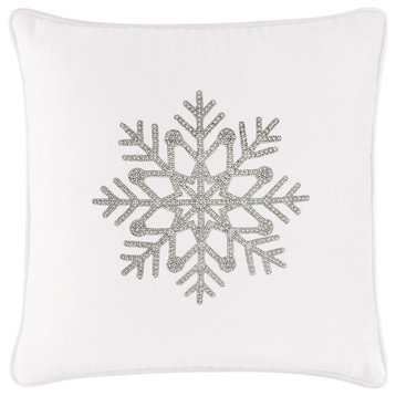 Sparkles Home Rhinestone Snowflake Pillow - 20x20" - White Velvet