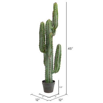 Vickerman 45" Artificial Green Finger Cactus in 8" Black Pot