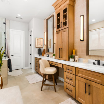 Custom Double Vanity with Makeup Station