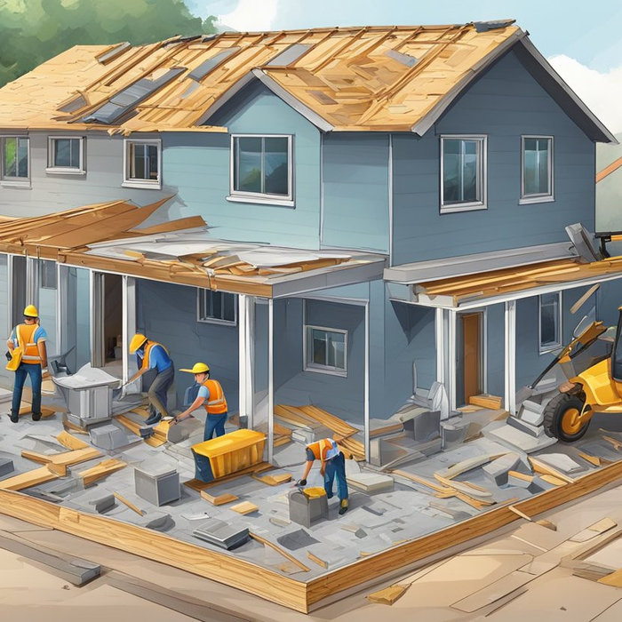 A house being repaired