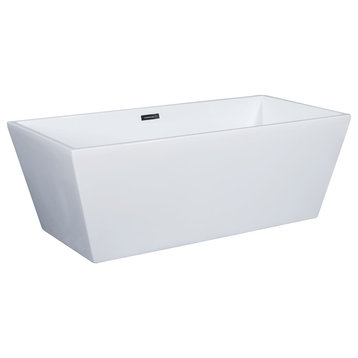 AB8832 67 inch White Rectangular Acrylic Free Standing Soaking Bathtub