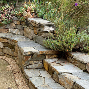 Natural stone wall and steps