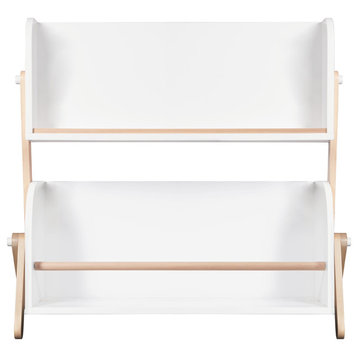 Babyletto Tally 2 Shelf Wood Bookcase in White and Washed Natural