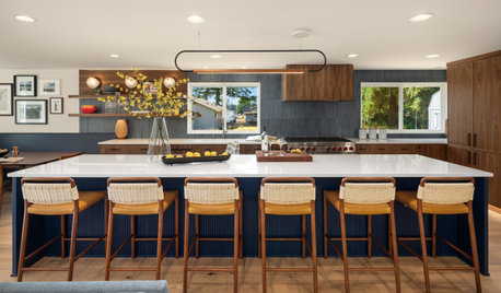 A Blue-and-Walnut Kitchen Designed for Entertaining