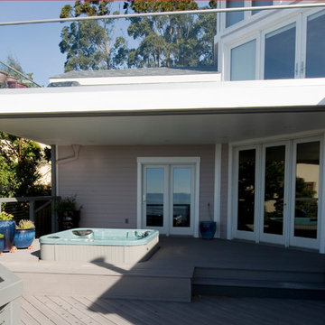 Oakland Ridge Top House Lower Deck view of Upper Terrace